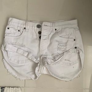 White One Teaspoon Bandit Jean Shorts